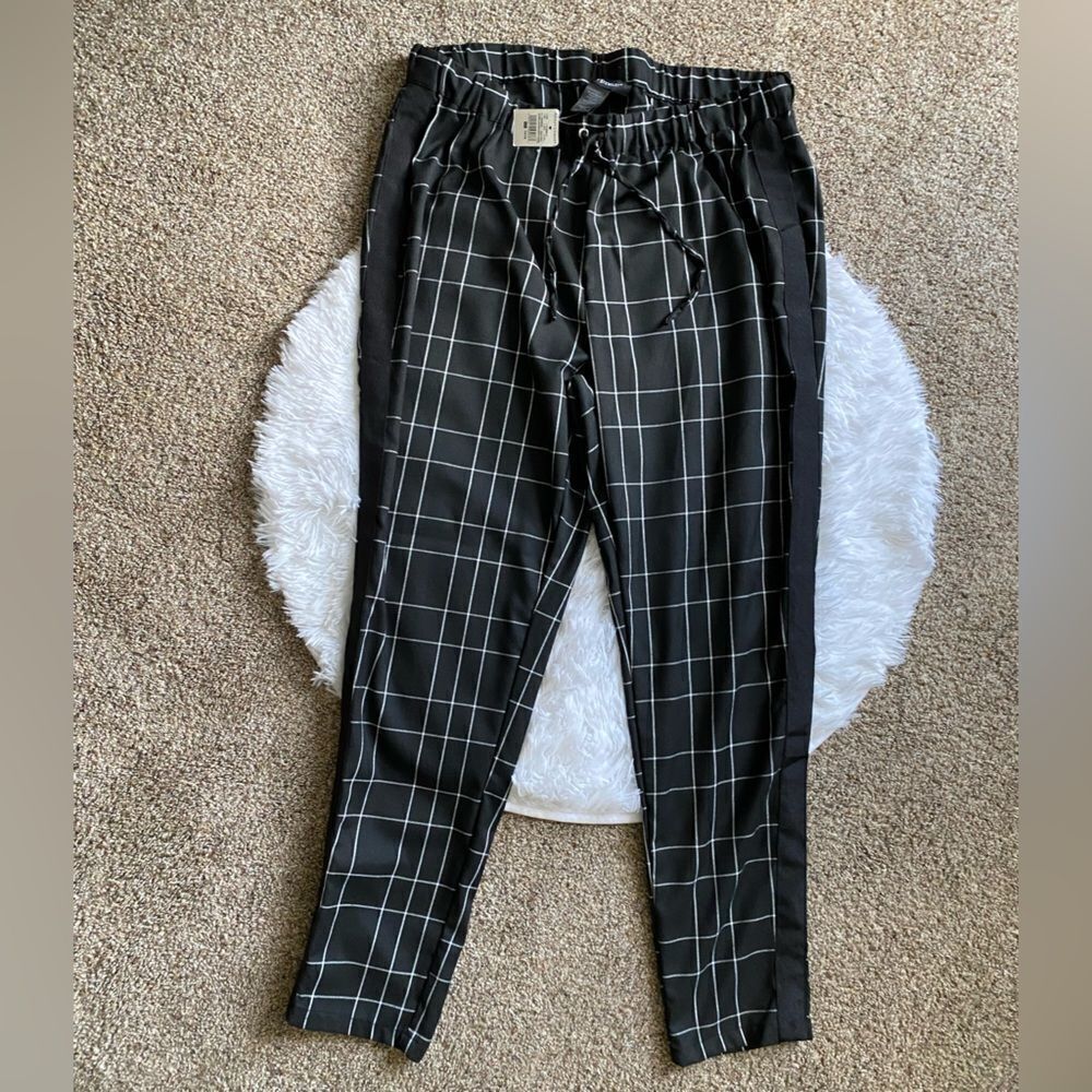 Ashley Stewart Pull On Pants New Black White‎ Checkered Womens Size 14 16
